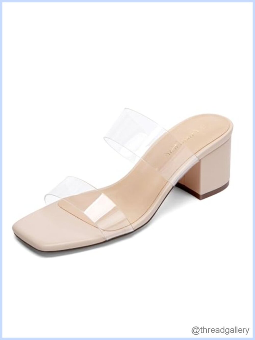 Women's Two Strap Heeled Sandals Square Open Toe 2 Inch Low Chunky Block Heels